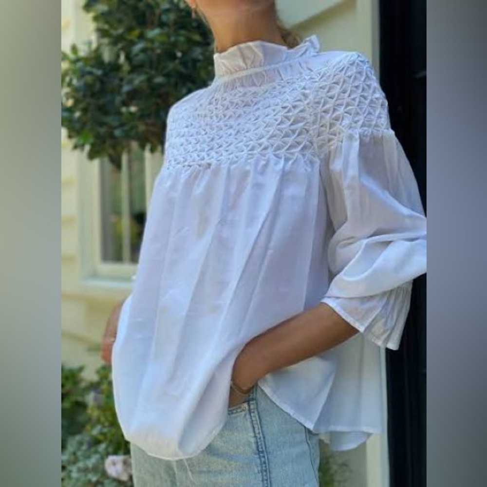 Merlette Majorelle top in white cotton size L
